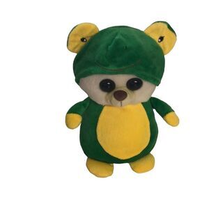Cute Green and Yellow Plush Bear Toy with Hooded Frog‎ Costume